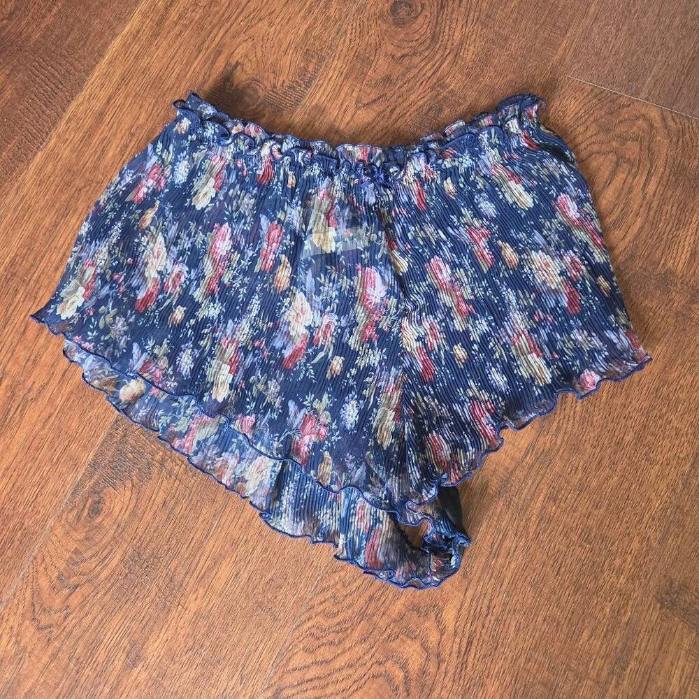 Vintage Victoria's Secret Gold Label Sheer Floral Sleep Shorts – Blue Chiffon Ru